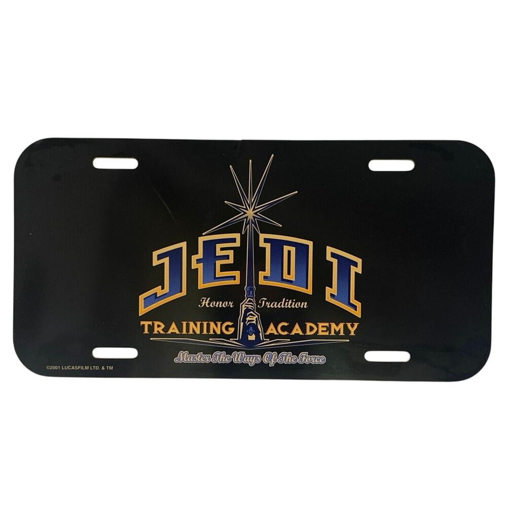 Jedi Knight Academy Star Wars Glossy Black License Plate 6x12 plastic wall art